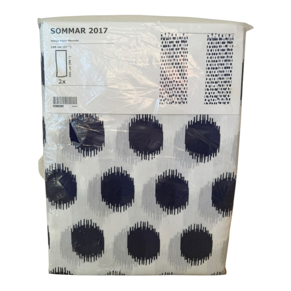 IKEA Sommar 2017 Curtains Ink Drop Blue White Paulin Machado 57” X 98" 2 Panels